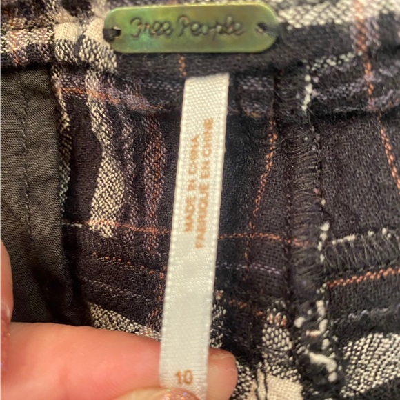 NWT Free People Black Plaid Pants - Picture 5 of 6
